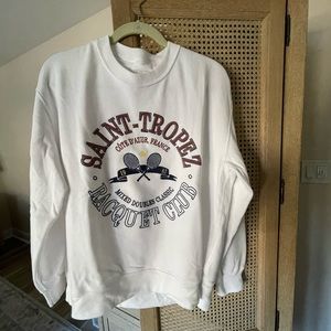 ABERCROMBIE & FITCH NWT Large Women's Boyfriend Crew Tennis Graphic Sweatshirt